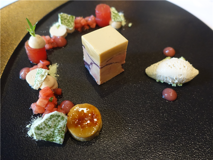 goose liver terrine and watermelon